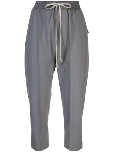 Shop Rick Owens Cropped Track Trousers In Grey