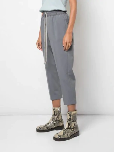 Shop Rick Owens Cropped Track Trousers In Grey