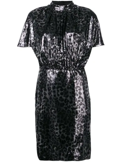 Shop Msgm Shortsleeved Sequin Dress In Black