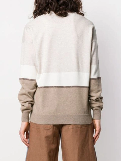 Shop Brunello Cucinelli Colour-block Fitted Cardigan In Neutrals