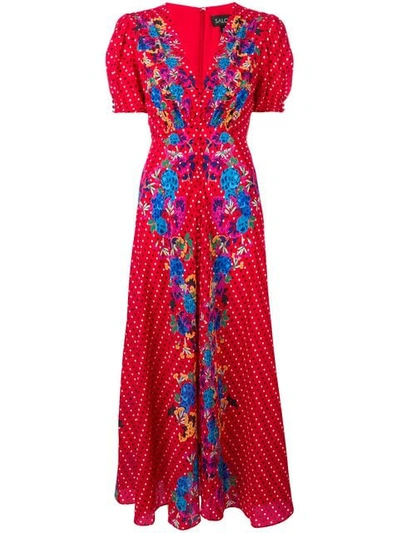 Shop Saloni Lea Maxi Dress In Red