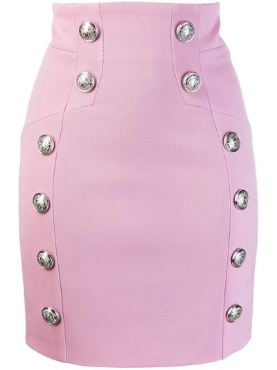 Shop Balmain Mini Pencil Skirt In Pink