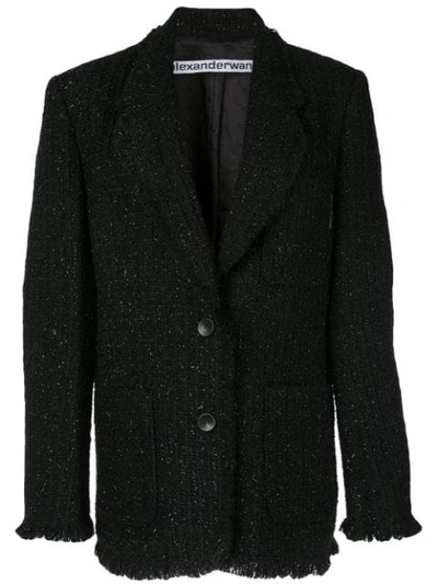 Shop Alexander Wang Oversized Tweed Blazer In Black