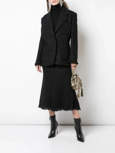 Shop Alexander Wang Oversized Tweed Blazer In Black