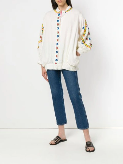 ALL THINGS MOCHI EMBROIDERED DETAILS OVERSIZED JACKET - 白色