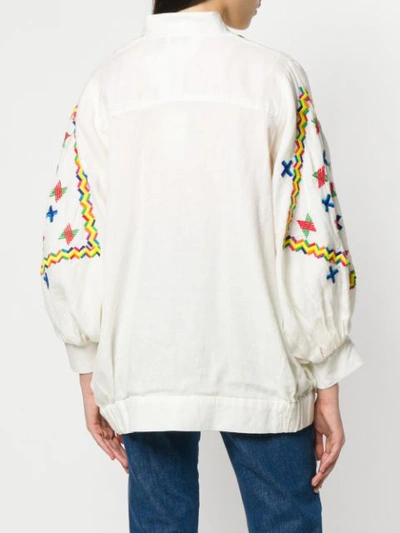 ALL THINGS MOCHI EMBROIDERED DETAILS OVERSIZED JACKET - 白色