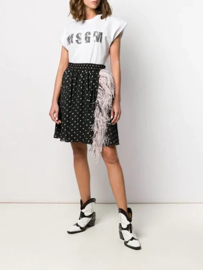 Shop Msgm Sequin Logo T-shirt In White