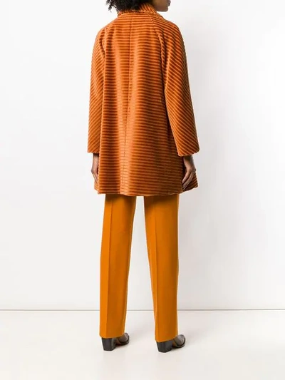 Shop Gianluca Capannolo Textured Stripe Coat In Orange