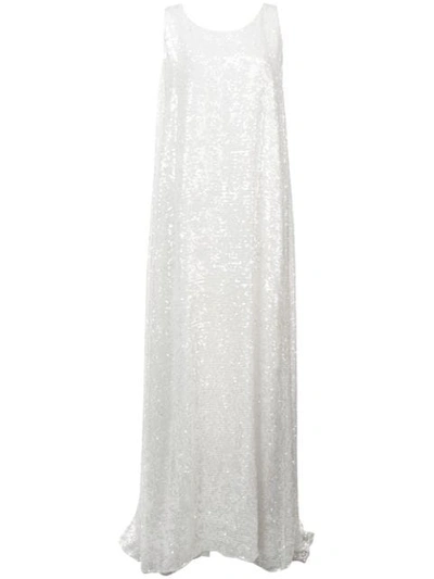 Shop Adam Lippes Embellished Flared Maxi Dress In White