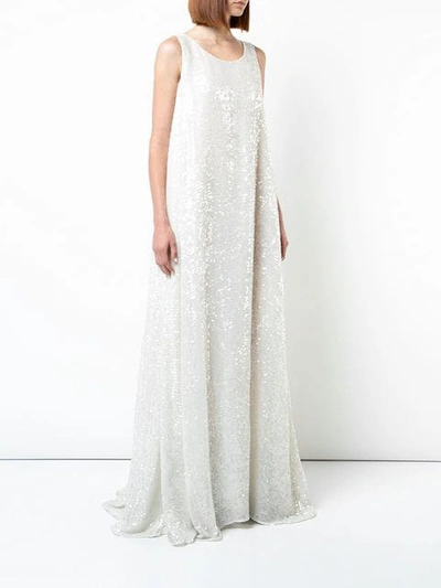 Shop Adam Lippes Embellished Flared Maxi Dress In White