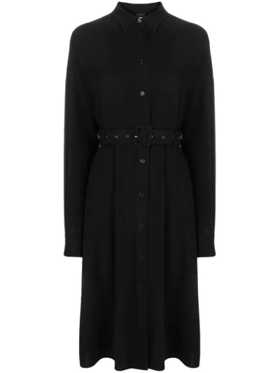 Shop Aspesi Belted Shirt Dress In Black