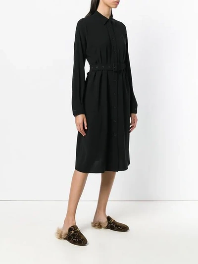 Shop Aspesi Belted Shirt Dress In Black