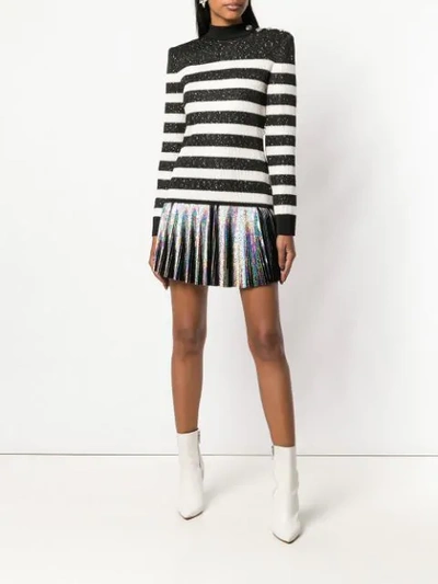 Shop Balmain Holographic Mini Skirt - Metallic