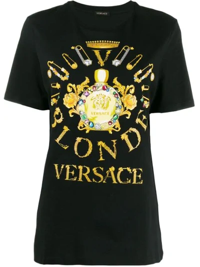 Shop Versace Safety Pin Print T-shirt In Black