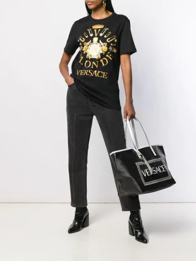 Shop Versace Safety Pin Print T-shirt In Black