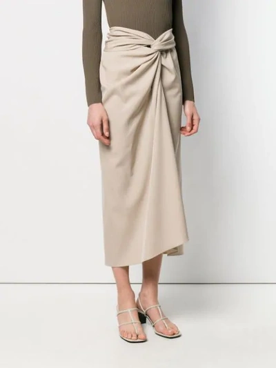 Shop Max Mara Twisted Front Skirt In Neutrals
