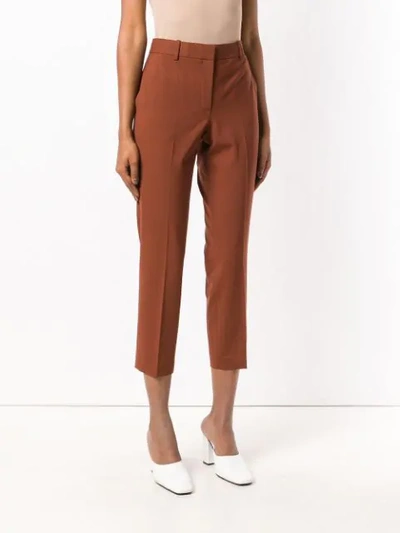 Shop Theory Creased Cropped Trousers In Brown