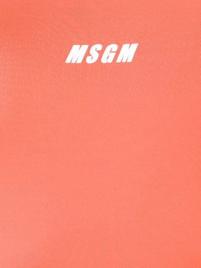 Shop Msgm Logo Open Back Swimsuit In Orange