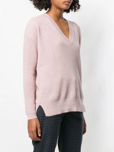 Shop Allude Long-sleeve Fitted Sweater In Pink