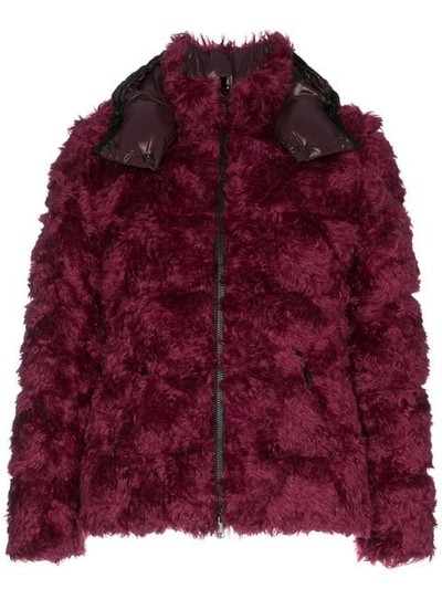 Shop Moncler Fluffy Padded Jacket In 560 Red Grey