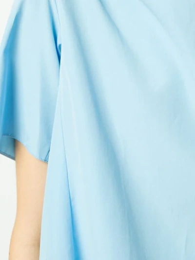 Shop Marni Bow-tied Short Sleeve Blouse In Blue