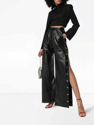 Shop Materiel High-waisted Wide Leg Trousers In Black