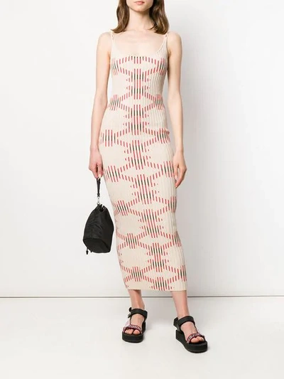 Shop Paco Rabanne Aztec Midi Dress - Neutrals