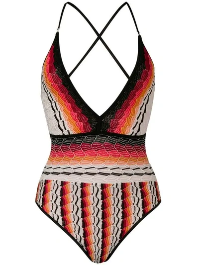 Shop Missoni Reversible Swimsuit In Red