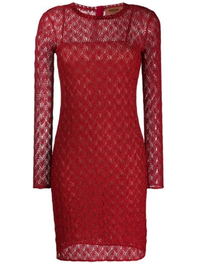 Shop Missoni Fine Knit Dress In Red