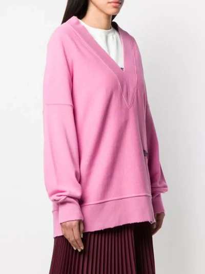 Shop Calvin Klein 205w39nyc Oversized V-neck Sweatshirt In Pink