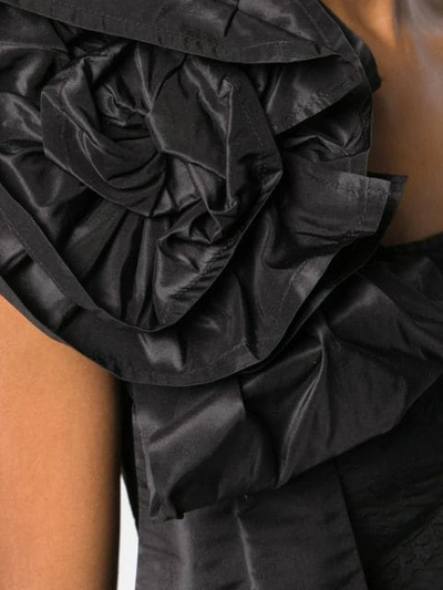 Shop Miu Miu Taffeta Bow And Rose Appliqué Dress In Black
