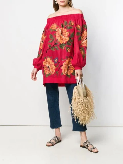 Shop Vita Kin Floral Off-shoulder Blouse - Red