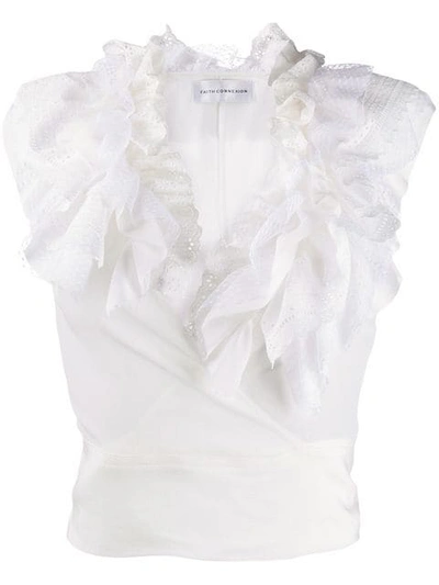 Shop Faith Connexion Frilled Crop Top In 100 White