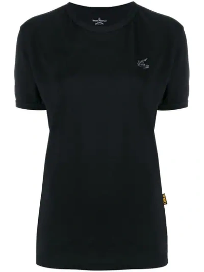 Shop Vivienne Westwood Anglomania Embroidered Logo T-shirt In Black