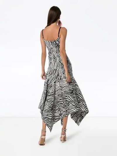 Shop Solace London Marisol Zebra-stripe Asymmetric Dress In Black