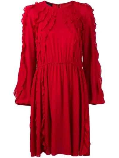 Shop Giambattista Valli Ruffle Flared Dress In Red