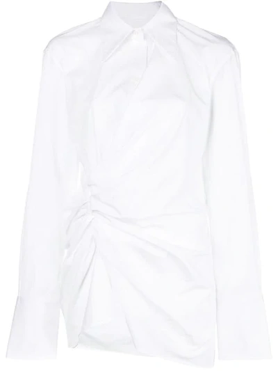 Shop Helmut Lang Ruched Shirt In White