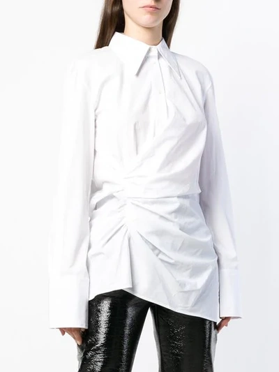 Shop Helmut Lang Ruched Shirt In White