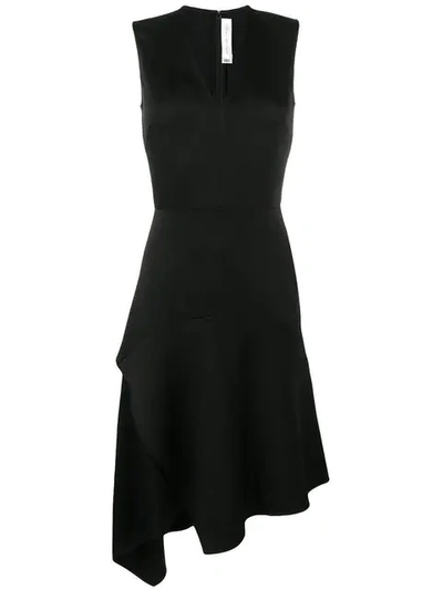 VICTORIA BECKHAM DRAPED V-NECK MIDI DRESS - 黑色