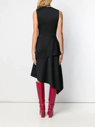 Shop Victoria Beckham Draped V-neck Midi Dress In Black