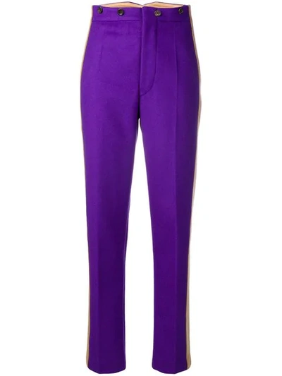 Shop Joseph Side Striped Trousers In Purple