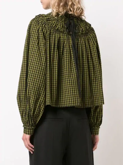 Shop Proenza Schouler Gingham Shirred Turtleneck Top In Black