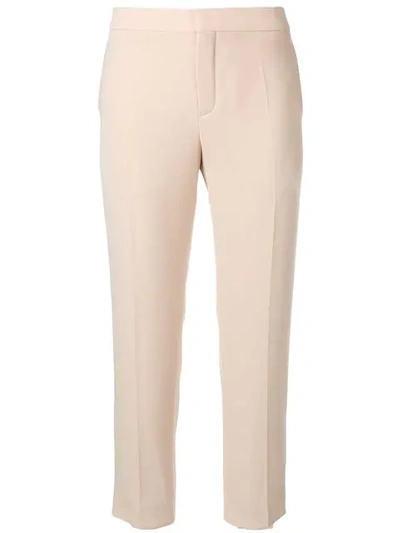 Shop Chloé Mid-rise Cropped Trousers In Neutrals