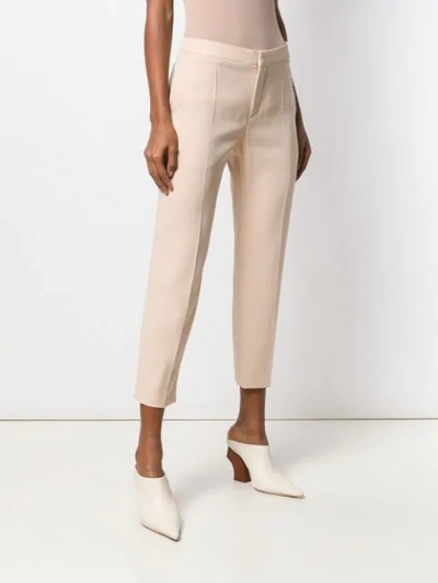 Shop Chloé Mid-rise Cropped Trousers In Neutrals