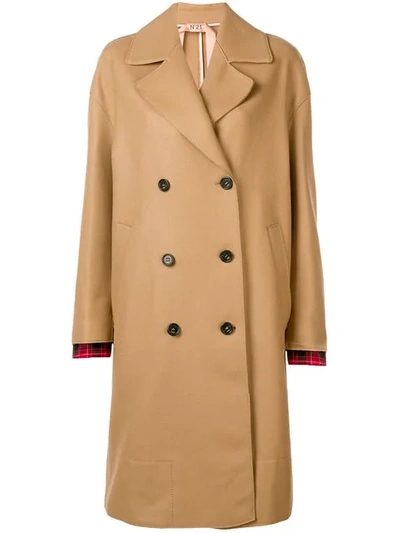 Shop N°21 Double Breasted Coat In Neutrals