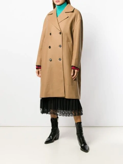 Shop N°21 Double Breasted Coat In Neutrals