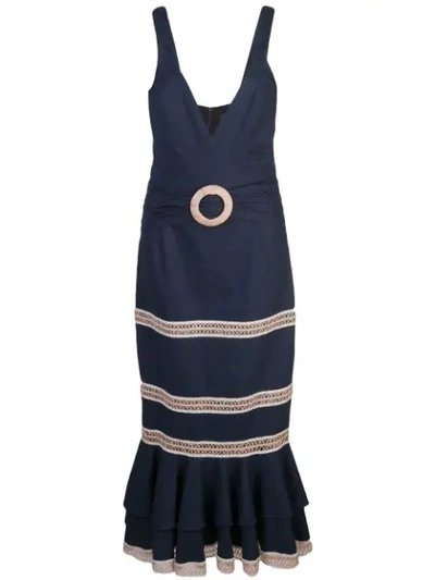Shop Patbo Jute Trim Midi Dress In Blue