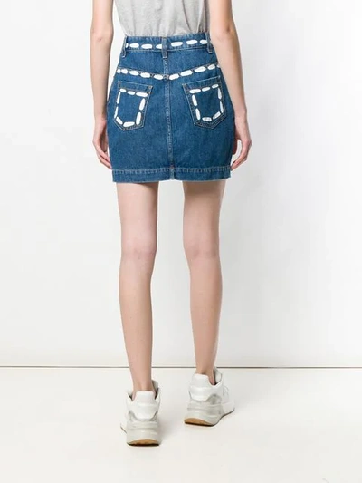 Shop Moschino Denim Mini Skirt In Blue