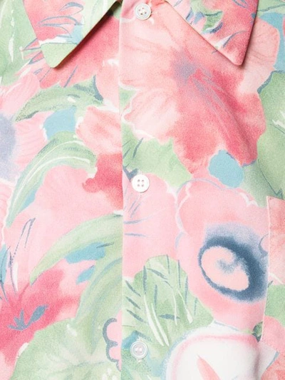Shop Plan C Watercolour Floral Print Polo Top In Fir01 Fiore Polyestere