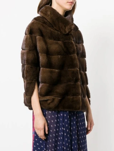 Shop Liska Romea Fur Jacket In Mahagony